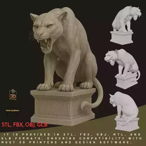 Wild Lioness Statue 3D Printable FBX STL OBJ