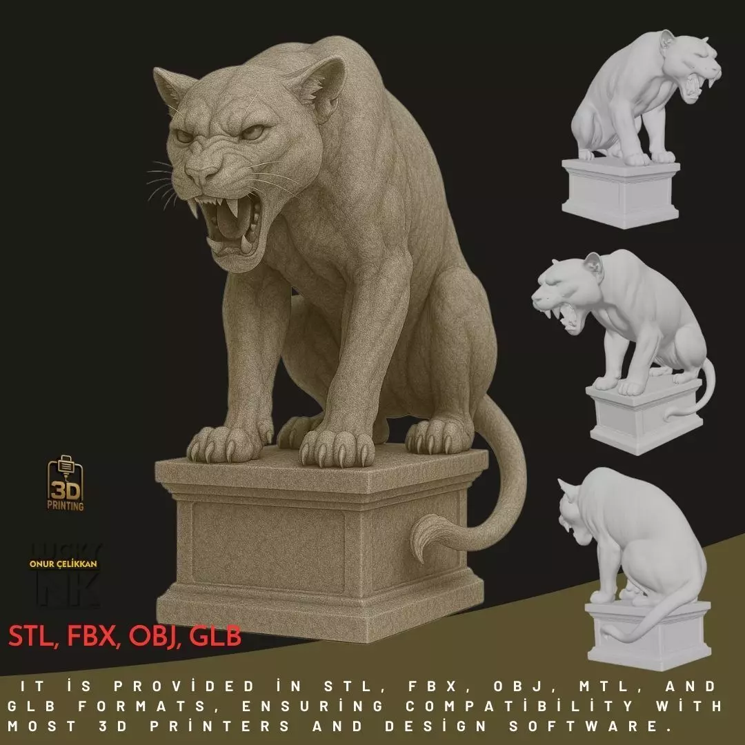 Wild Lioness Statue 3D Printable FBX STL OBJ 3D print model_0