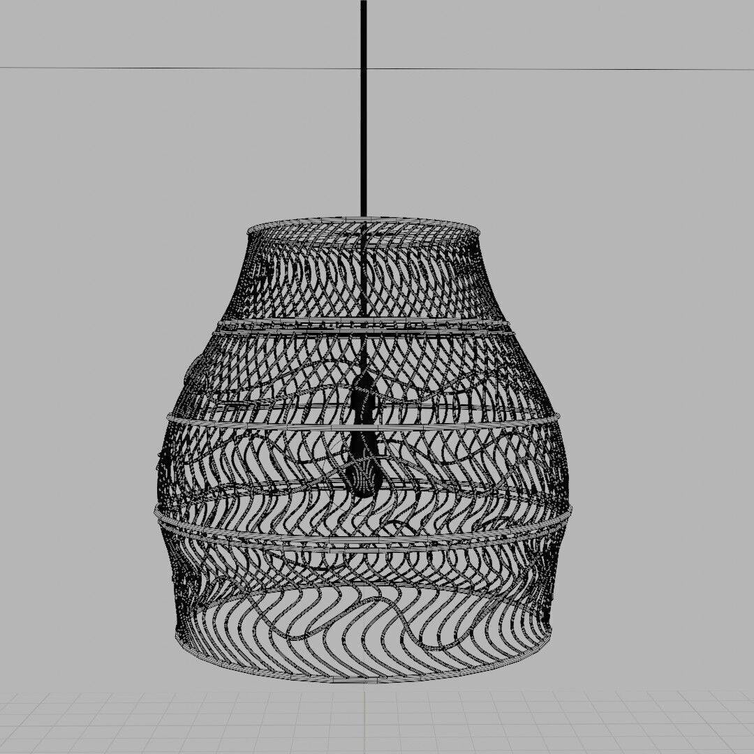 Bamboo weaved Hanging Light 3D model_7