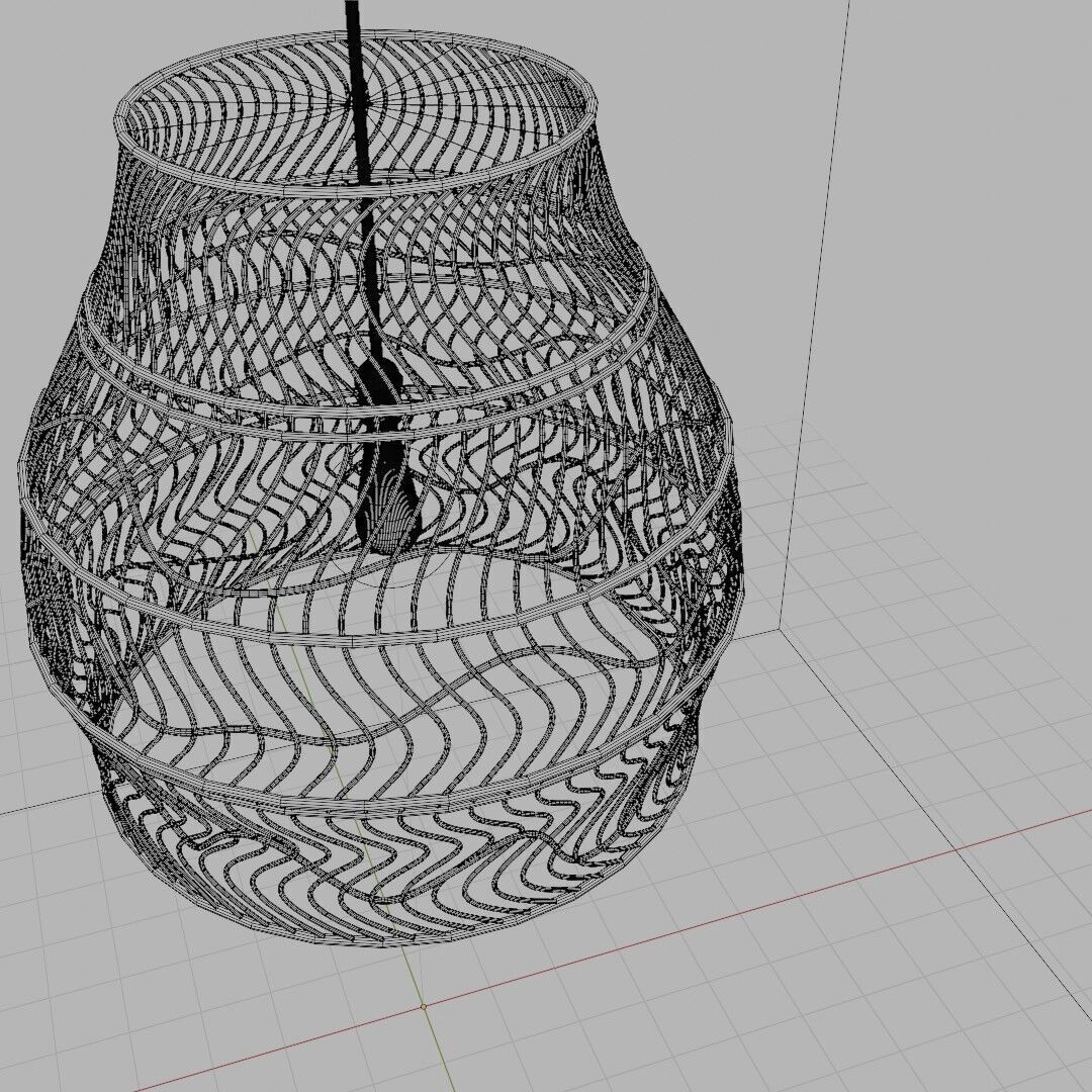 Bamboo weaved Hanging Light 3D model_6