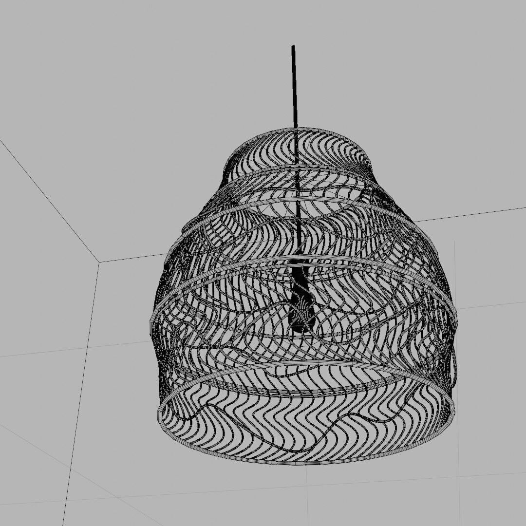 Bamboo weaved Hanging Light 3D model_8