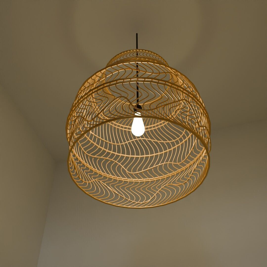 Bamboo weaved Hanging Light 3D model_4