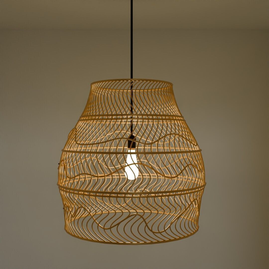 Bamboo weaved Hanging Light 3D model_2