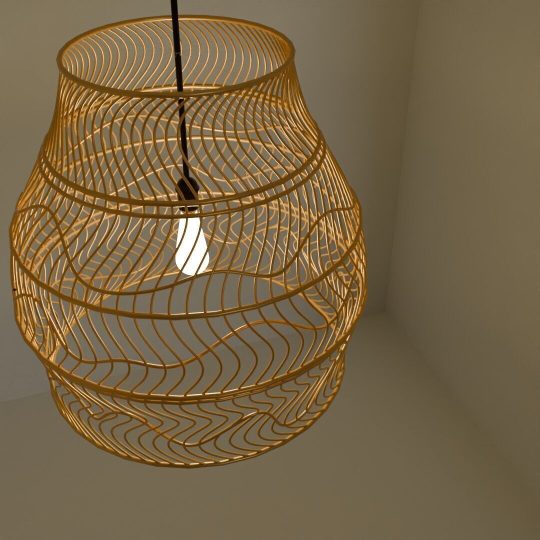 Bamboo weaved Hanging Light 3D model_1
