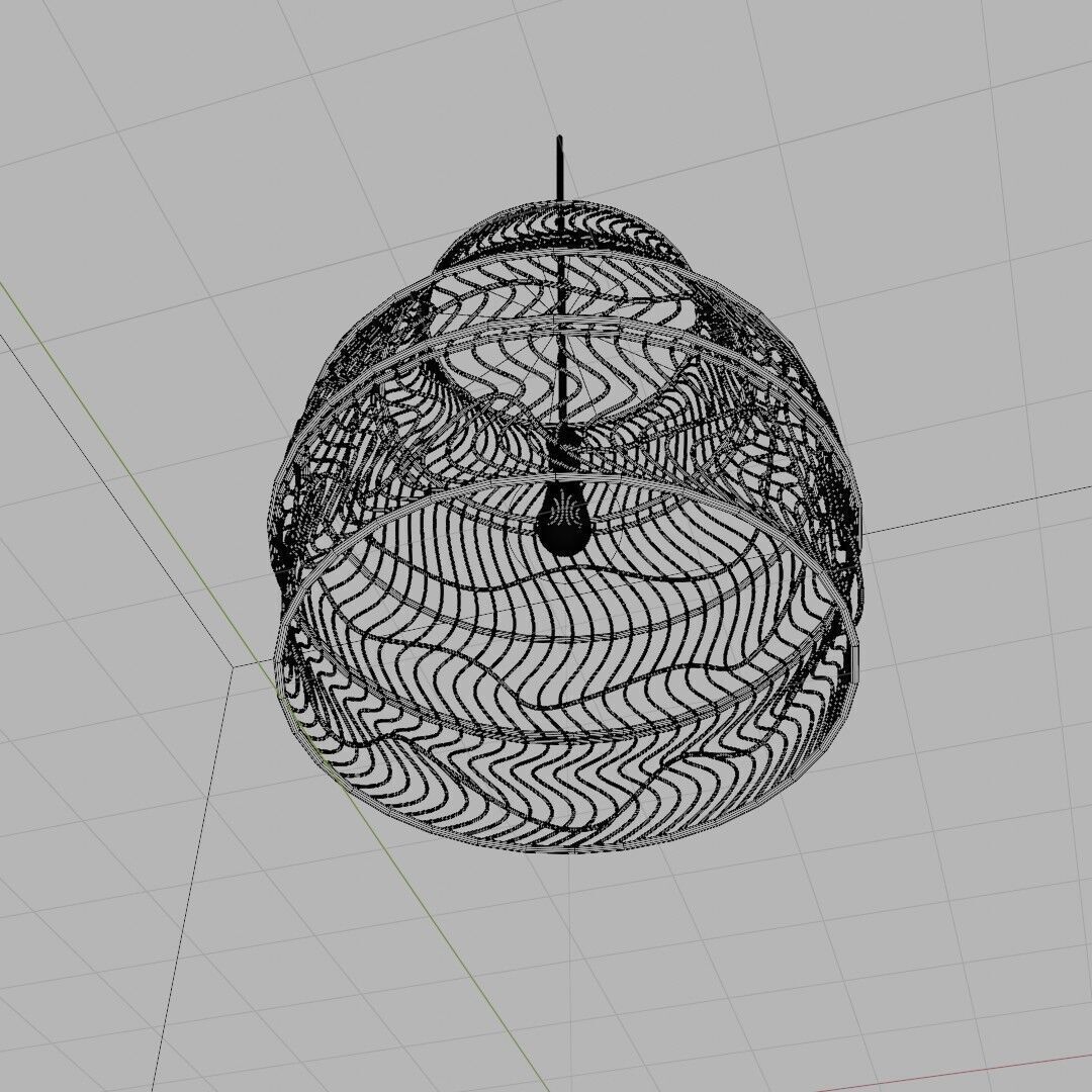 Bamboo weaved Hanging Light 3D model_9