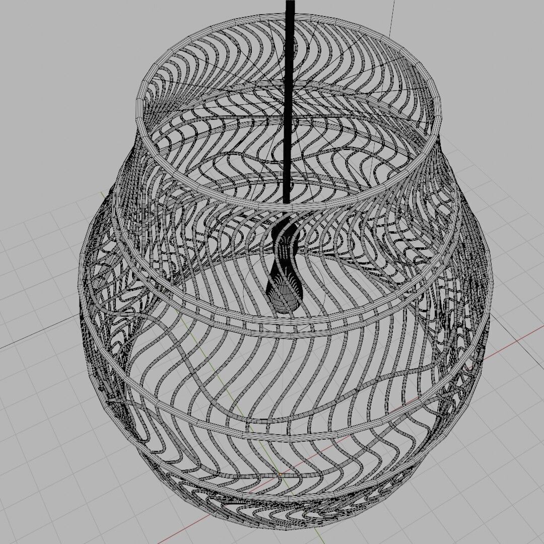 Bamboo weaved Hanging Light 3D model_5