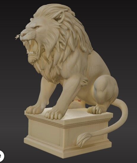 Wild Lion Statue 3D Printable FBX STL OBJ 3D print model_6