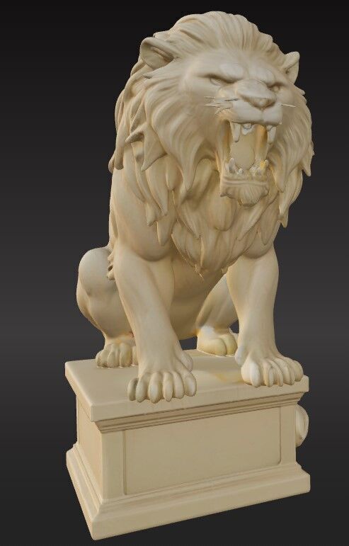 Wild Lion Statue 3D Printable FBX STL OBJ 3D print model_5