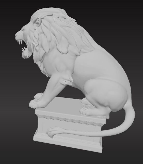 Wild Lion Statue 3D Printable FBX STL OBJ 3D print model_3