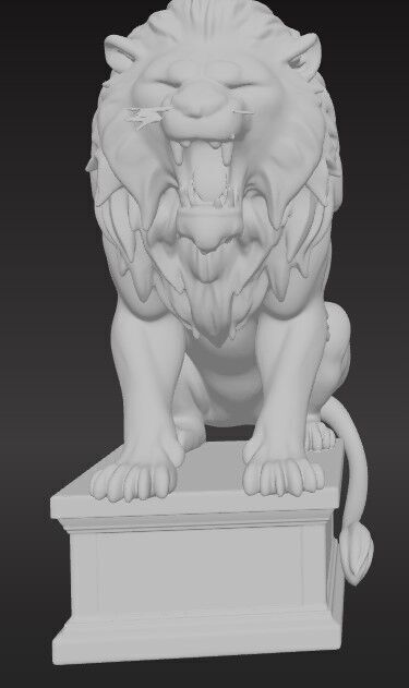 Wild Lion Statue 3D Printable FBX STL OBJ 3D print model_4