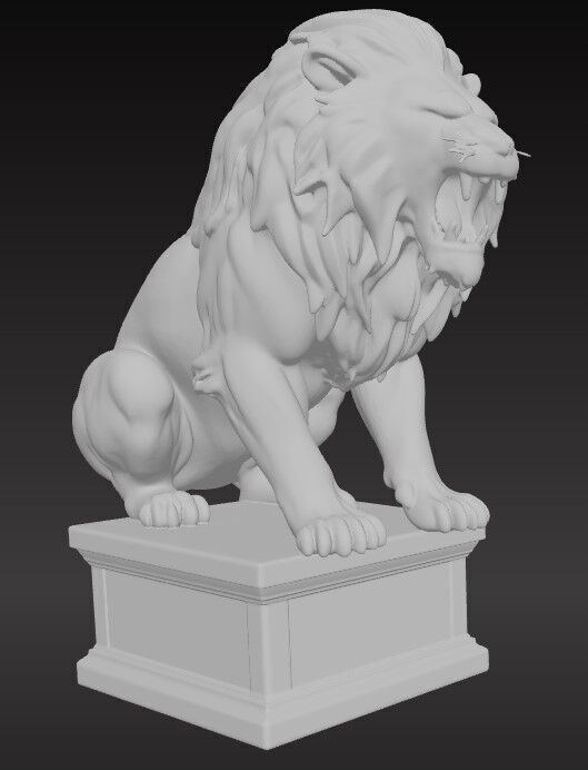 Wild Lion Statue 3D Printable FBX STL OBJ 3D print model_2