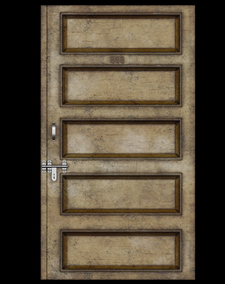 Wooden Door Low-poly 3D model_1