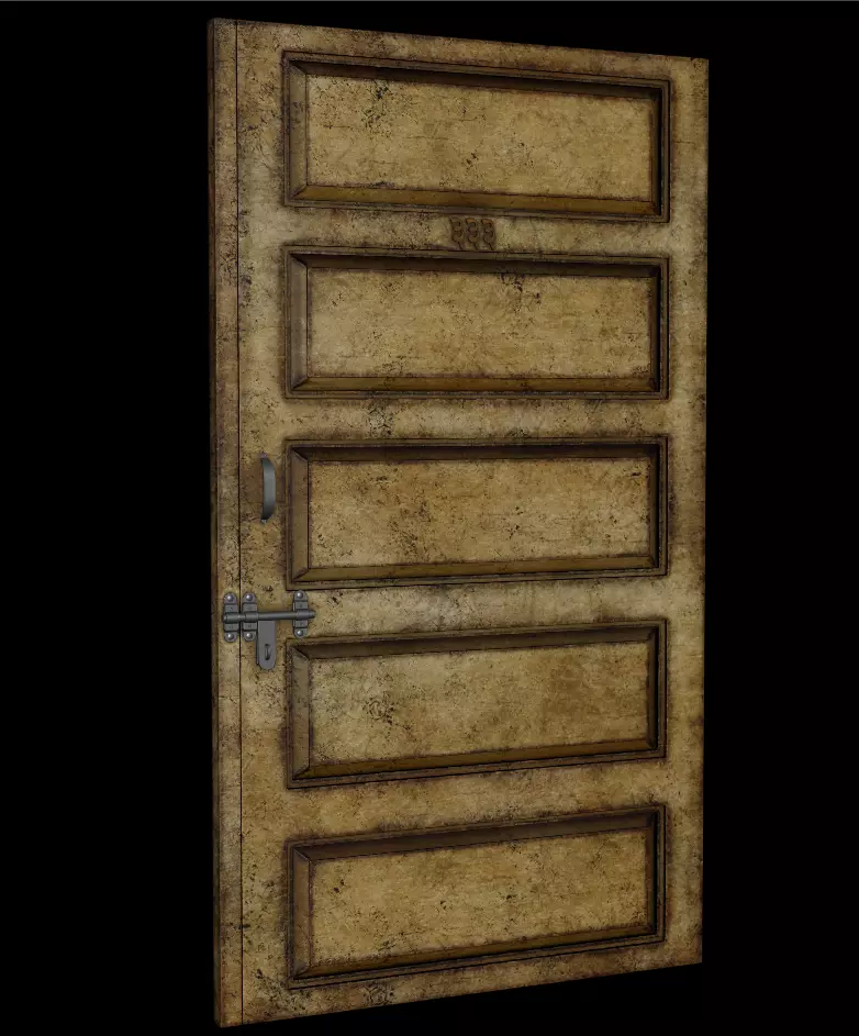 Wooden Door Low-poly 3D model_0