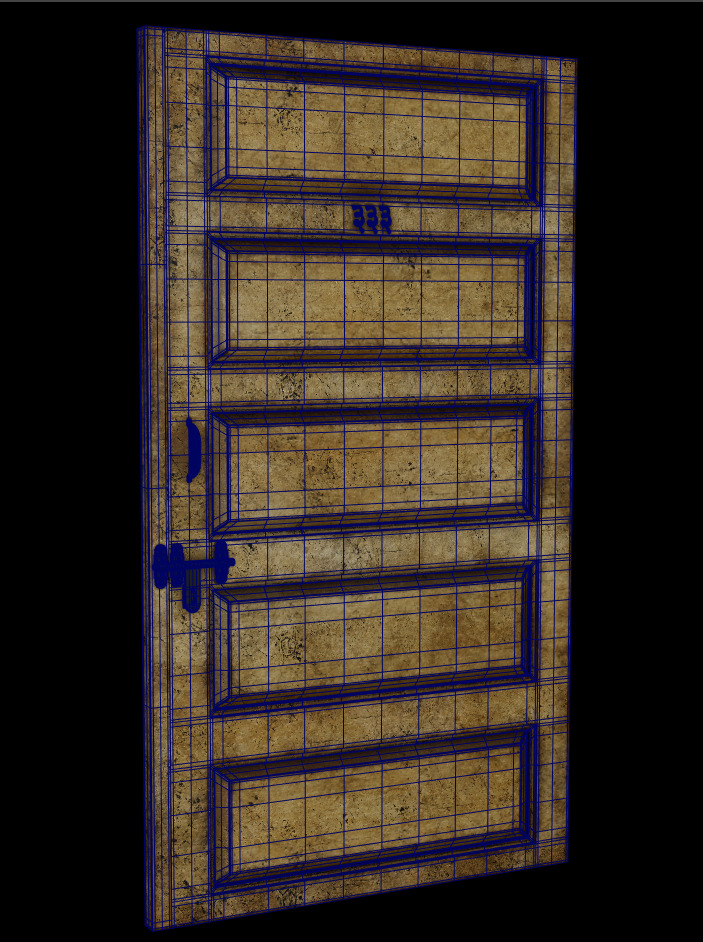 Wooden Door Low-poly 3D model_2