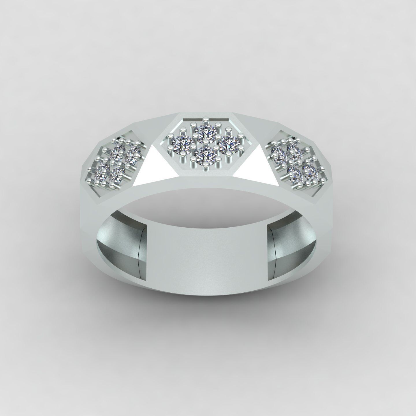 Facet ring 04 3D print model_9