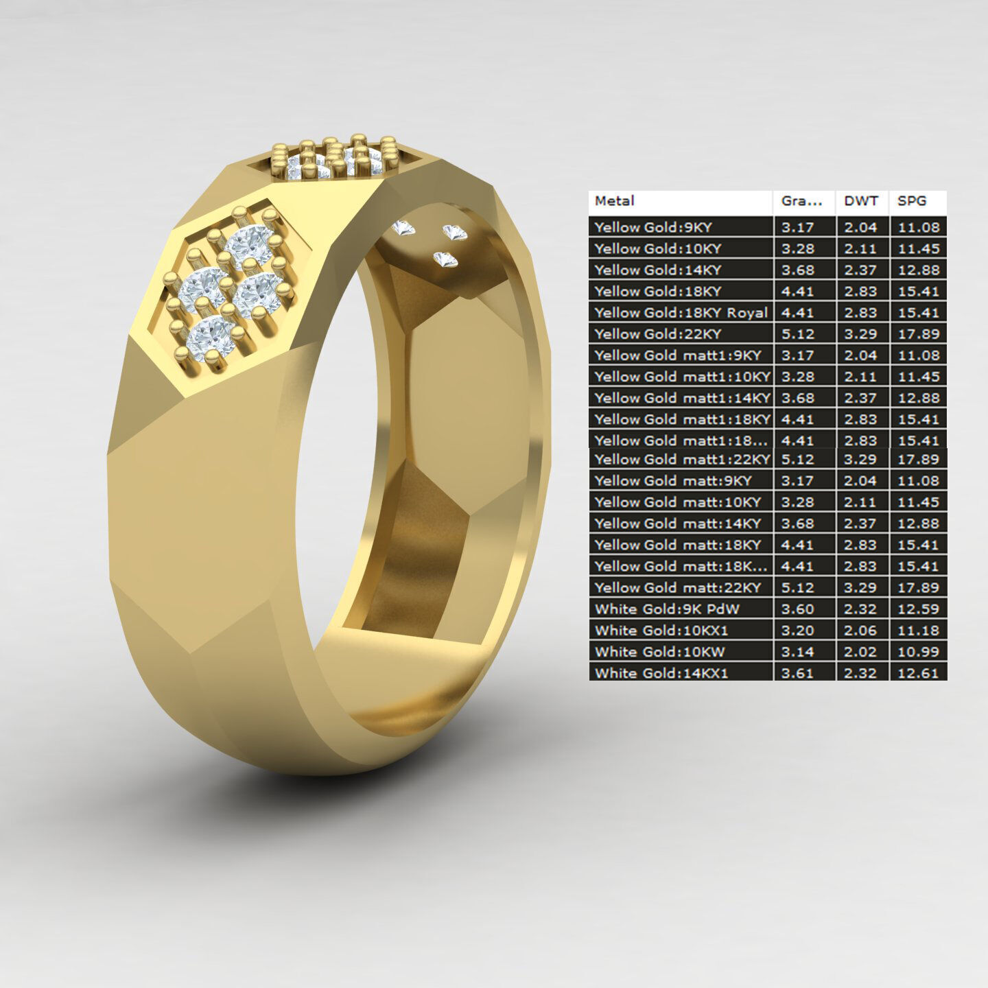 Facet ring 04 3D print model_10