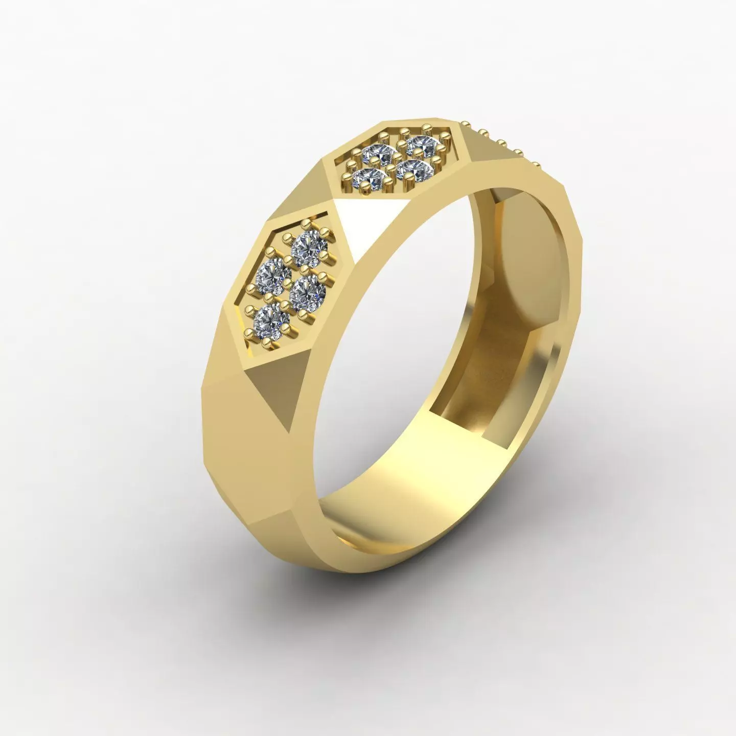 Facet ring 04 3D print model_0