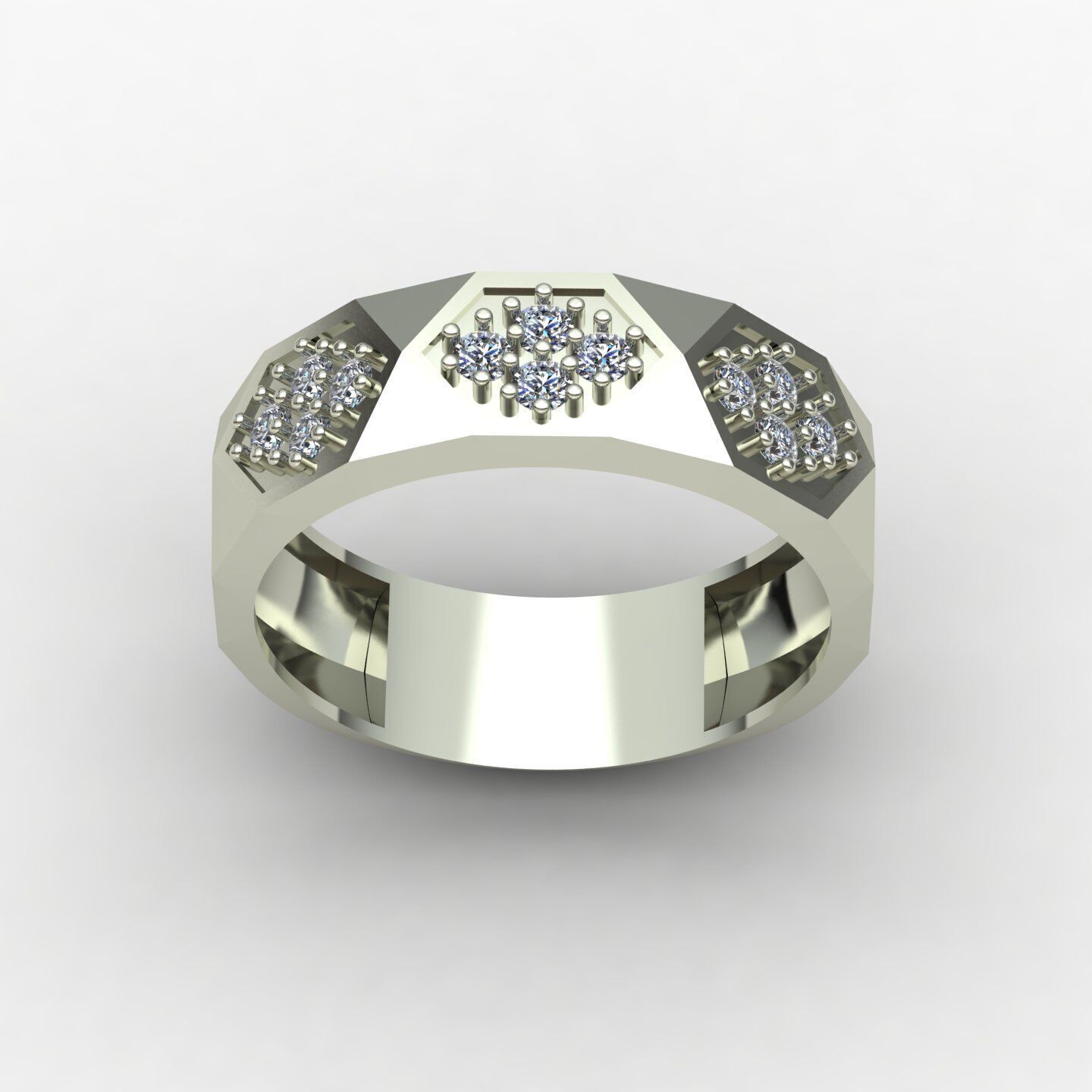Facet ring 04 3D print model_8
