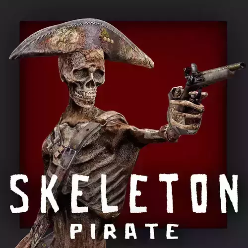 PIRATE SKELETON 2B Low-poly 3D model