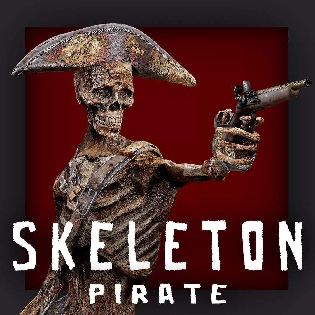 PIRATE SKELETON 2B Low-poly 3D model