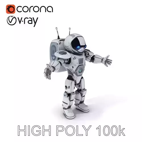 Rigged Futuristic Robotic Humanoid with Glowing Eyes