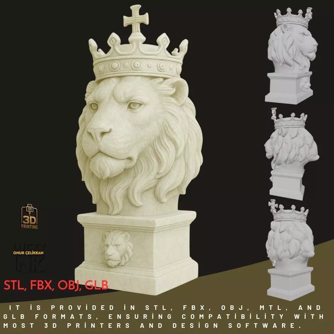 Lion King Bust 3D Printable STL FBX OBJ GLB 3D print model_0