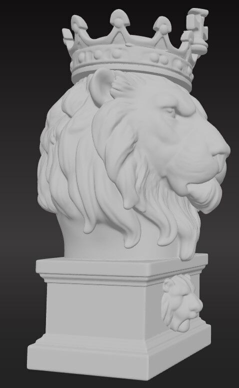 Lion King Bust 3D Printable STL FBX OBJ GLB 3D print model_1