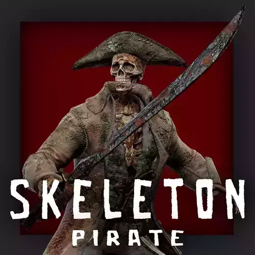PIRATE SKELETON 3 B Low-poly 3D model