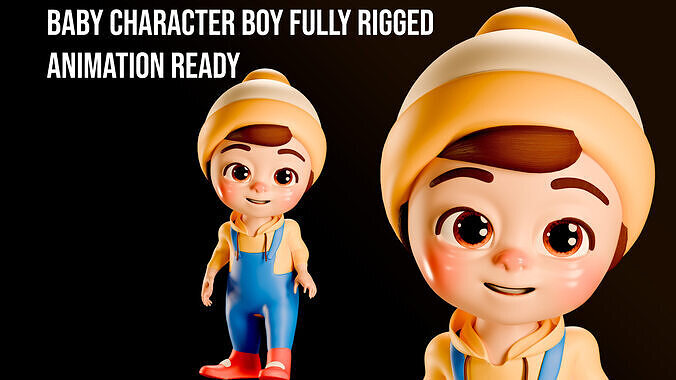 Baby Boy Character Fully Rigged Game Ready Animation Ready 3D model