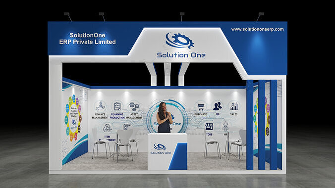 Exhibition Stand 6x3 1Side D2V1 3D model 3D model