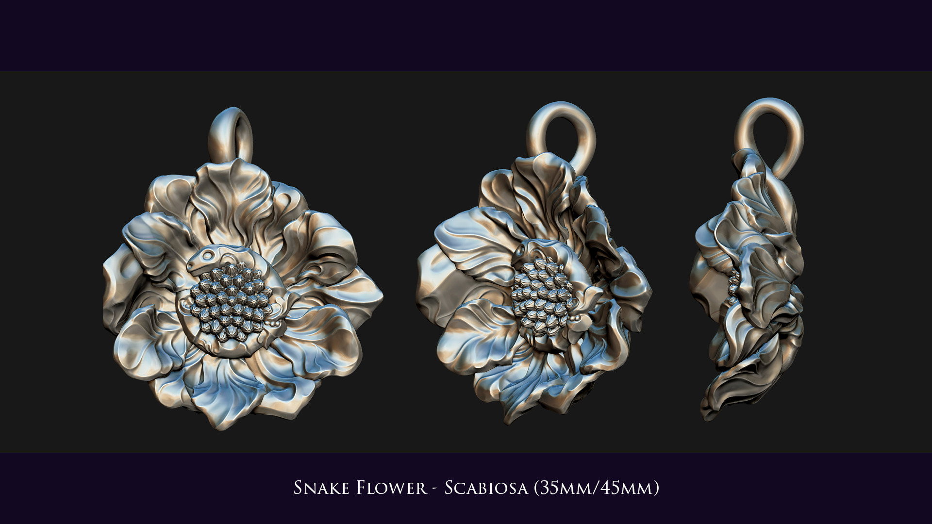 Snake Flower - Scabiosa 3D print model_2