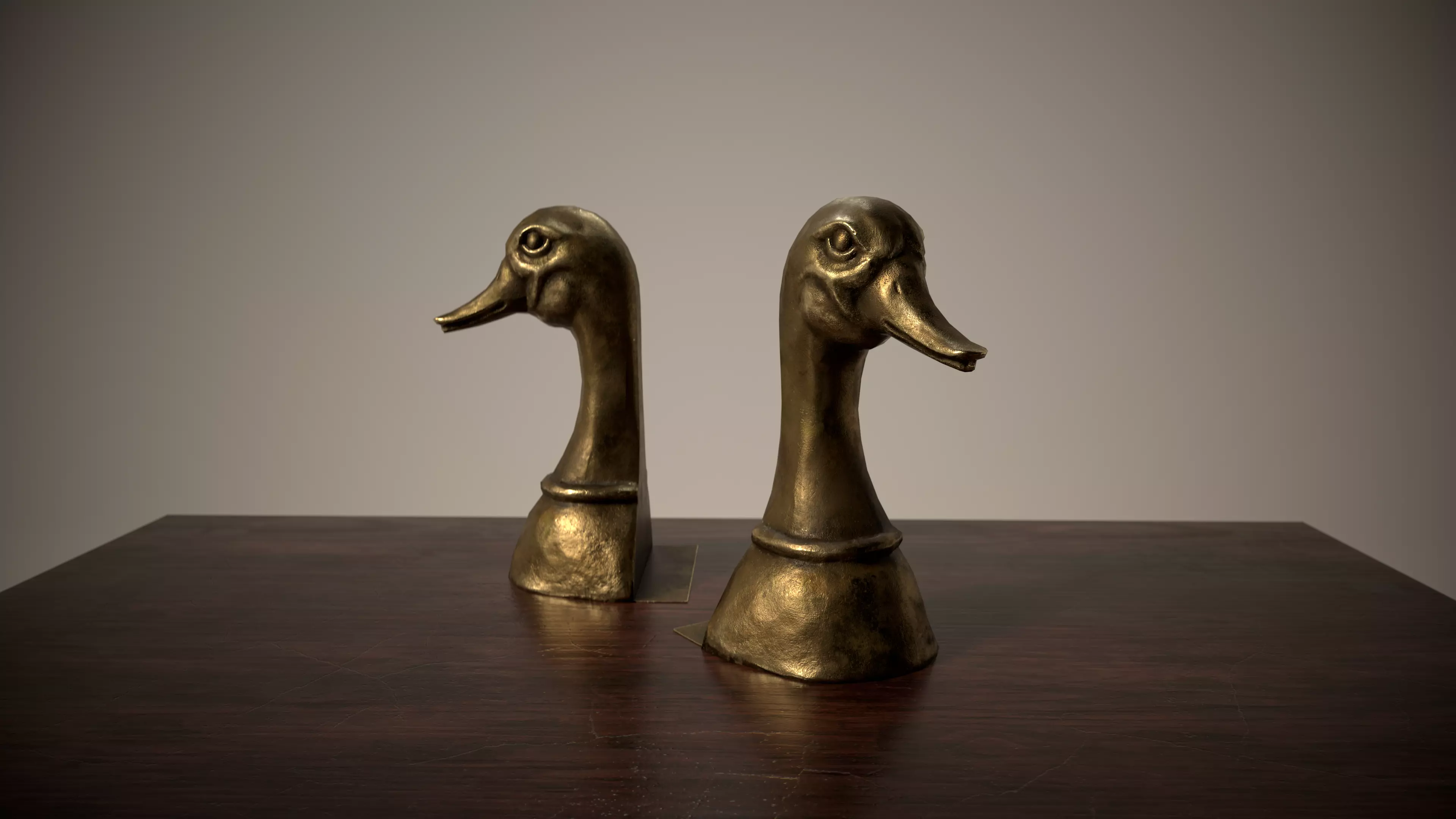 Bronze Duck Bookends Low-poly 3D model