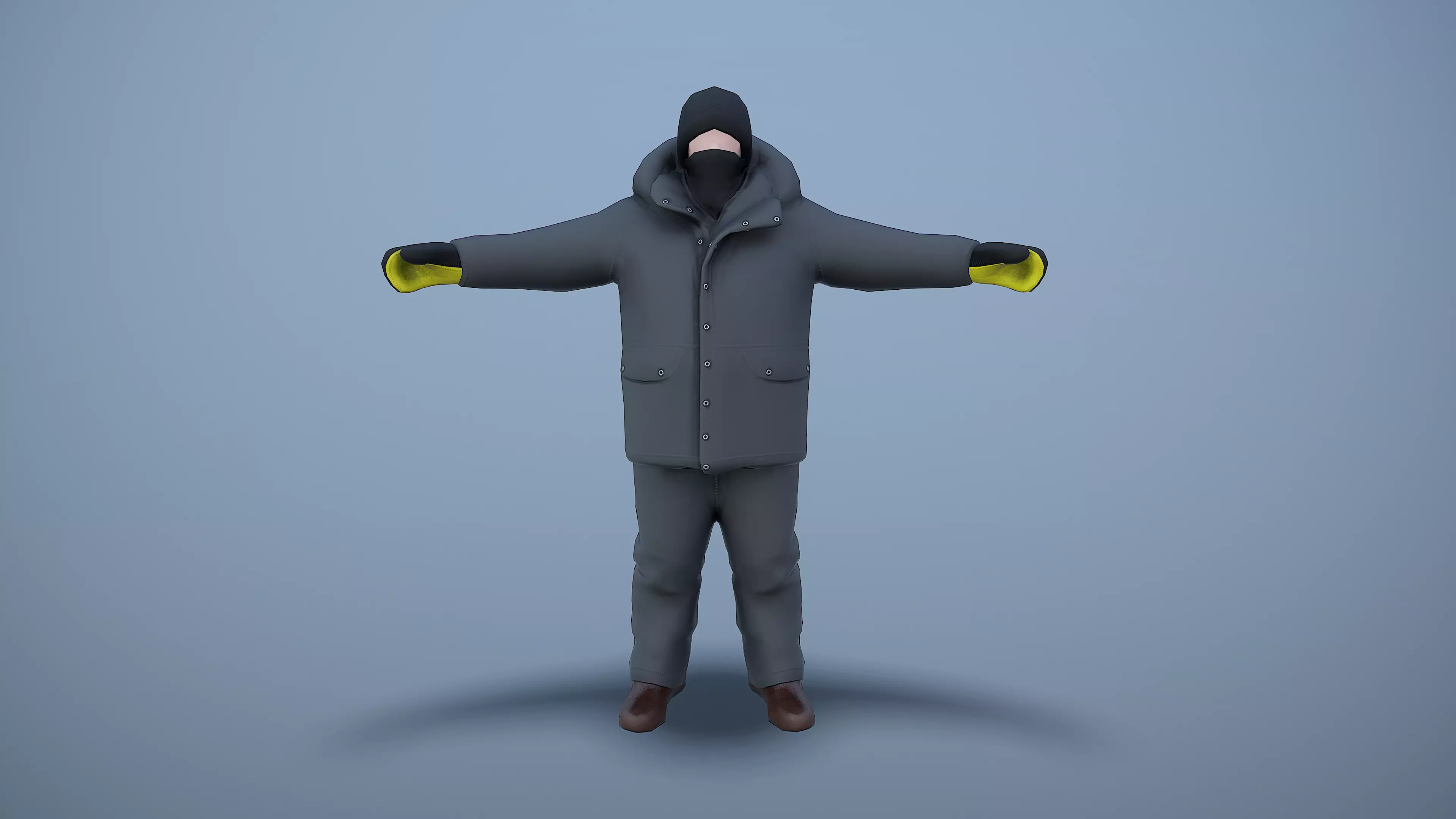 Winter man Low-poly 3D model_2