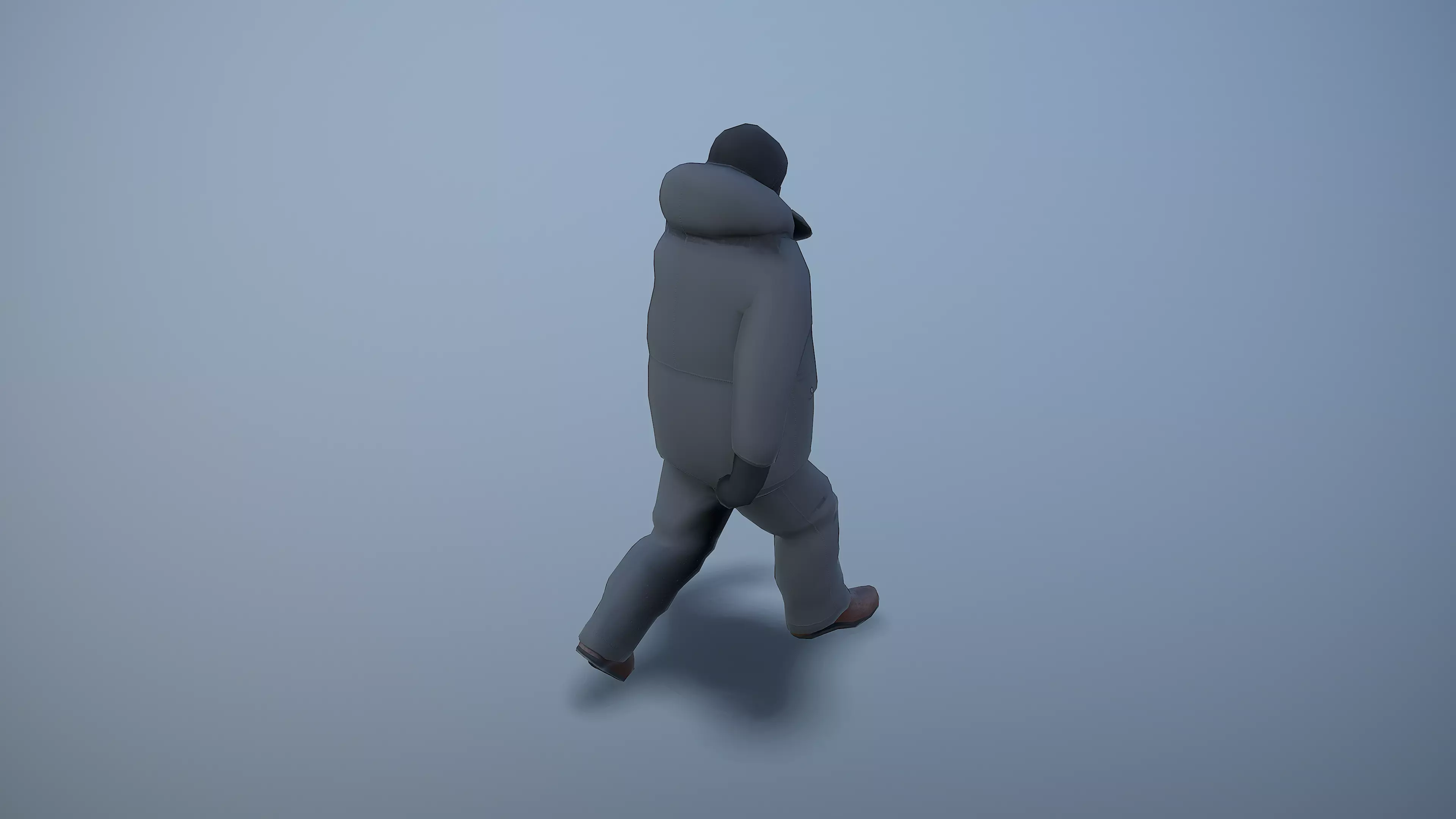 Winter man Low-poly 3D model_1