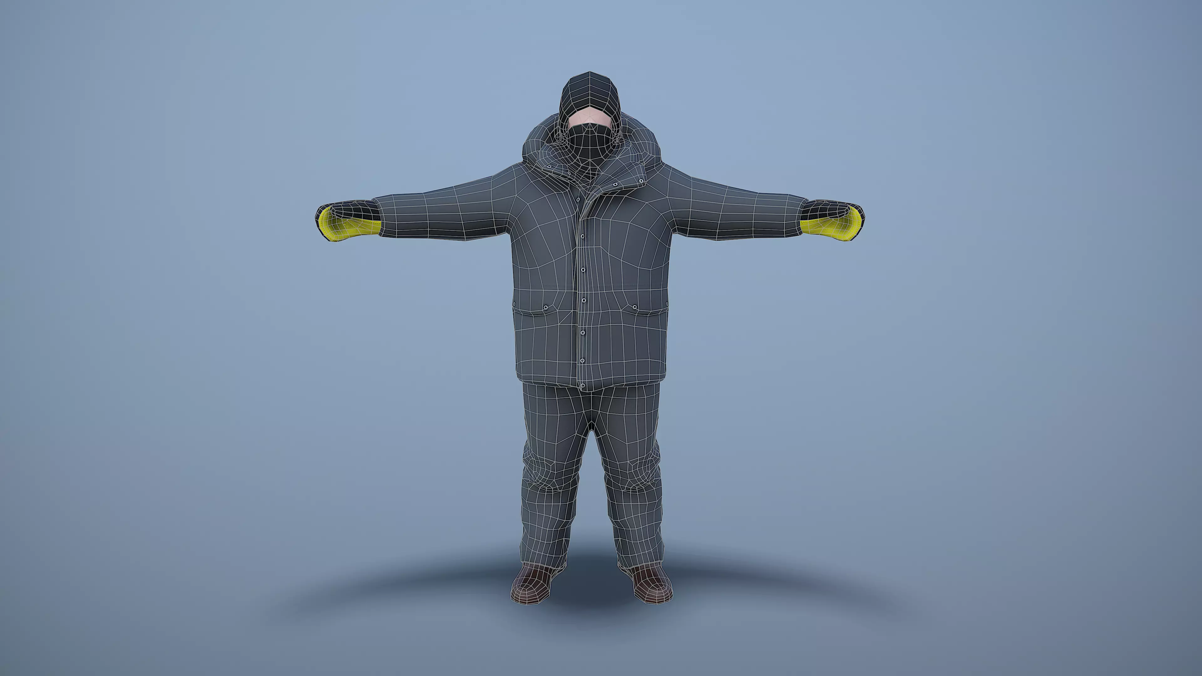 Winter man Low-poly 3D model_3