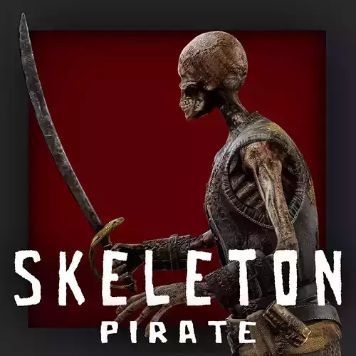 PIRATE SKELETON 4 B Low-poly 3D model