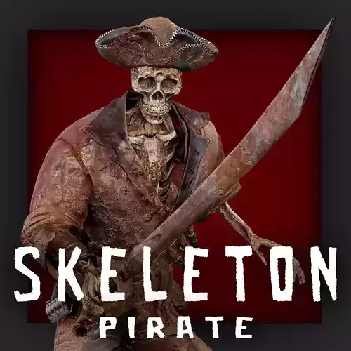 PIRATE SKELETON 5 B Low-poly 3D model