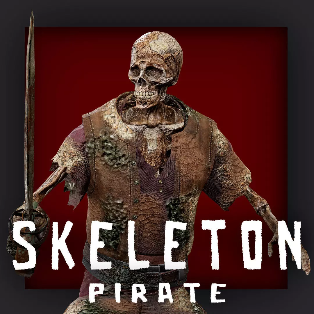 PIRATE SKELETON 6 B Low-poly 3D model