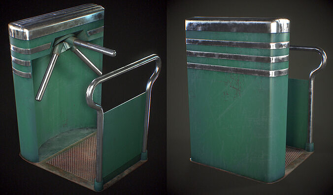Old School Realistic New York Turnstile Low-poly 3D model