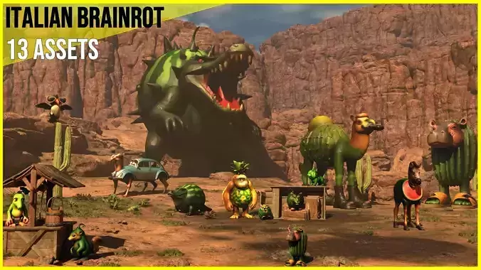 Italian Brainrot Characters 2 Low-poly 3D model