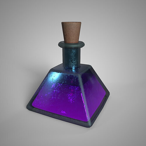 Fantasy Potion Bottle  Arcane Purple Elixir Game Ready 3D Asset Low-poly 3D model