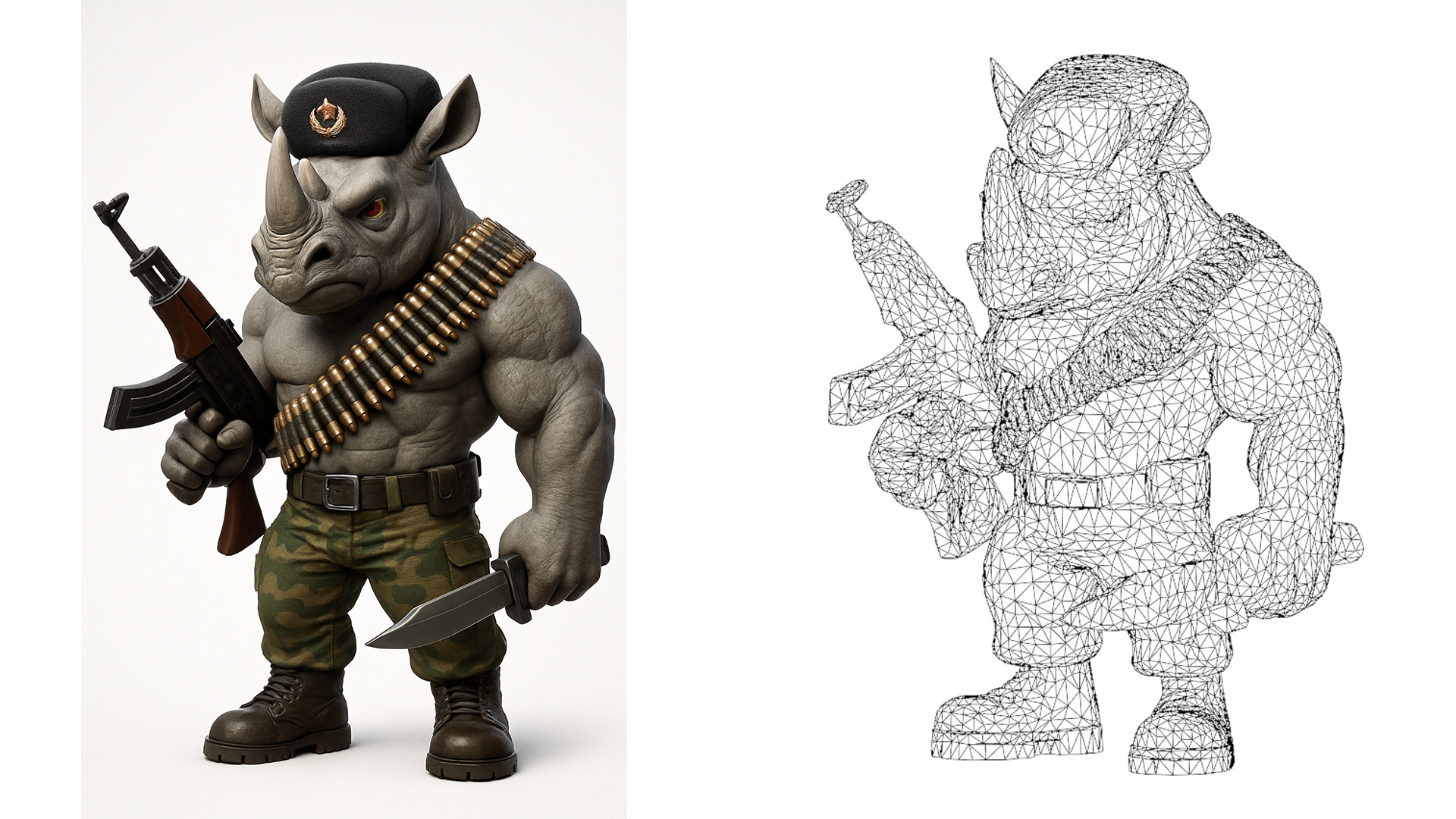 Italian Brainrot Characters 4 Low-poly 3D model_6