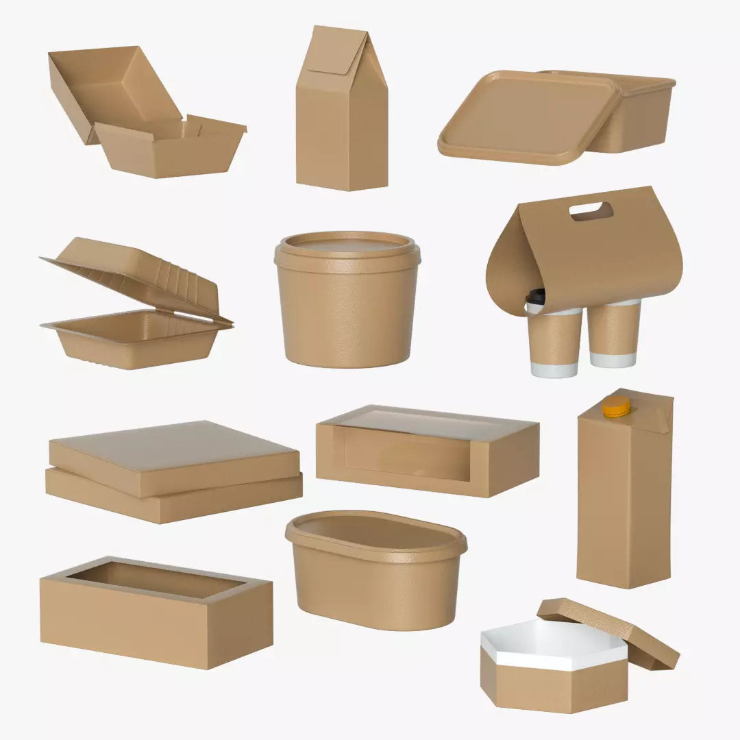 Food Containers Boxes Packages Collection 3D model_0