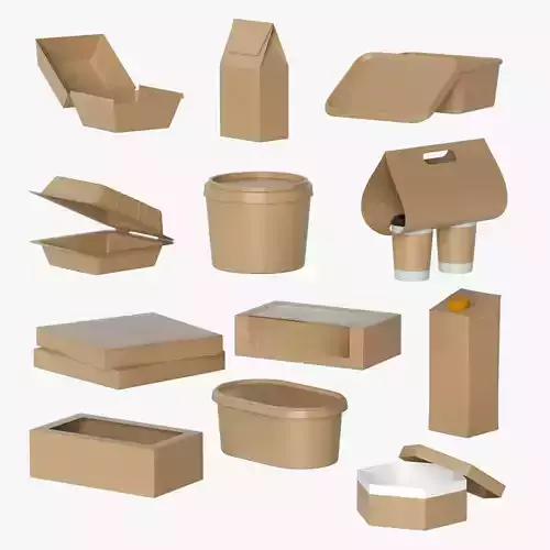 Food Containers Boxes Packages Collection 3D model