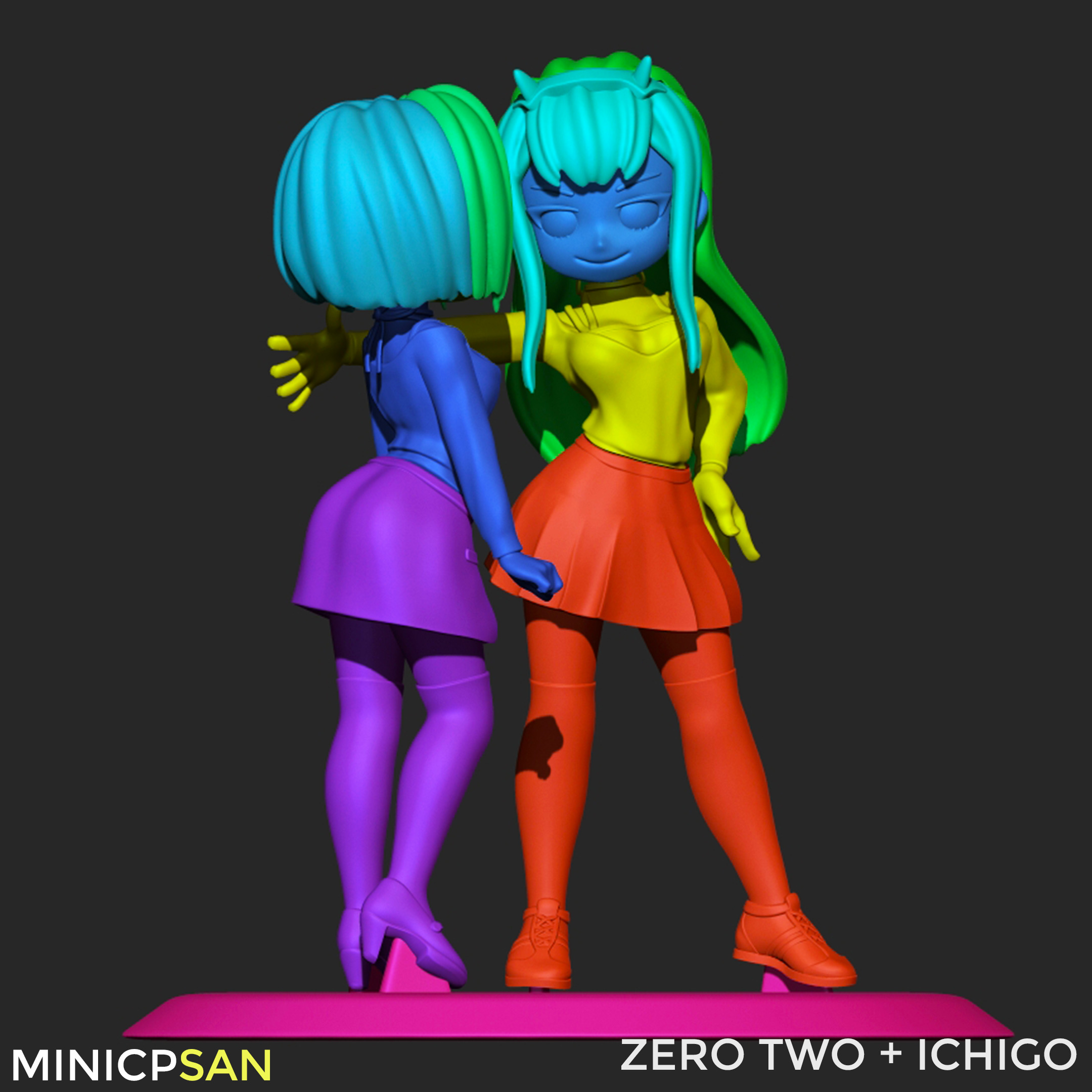 Zero Two and Ichigo - Cute Standoff - Darling in the Franxx 3D print model_11