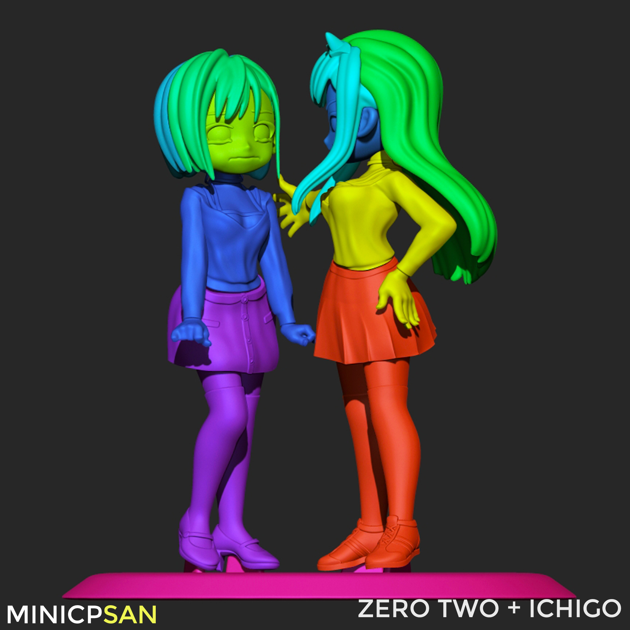 Zero Two and Ichigo - Cute Standoff - Darling in the Franxx 3D print model_9