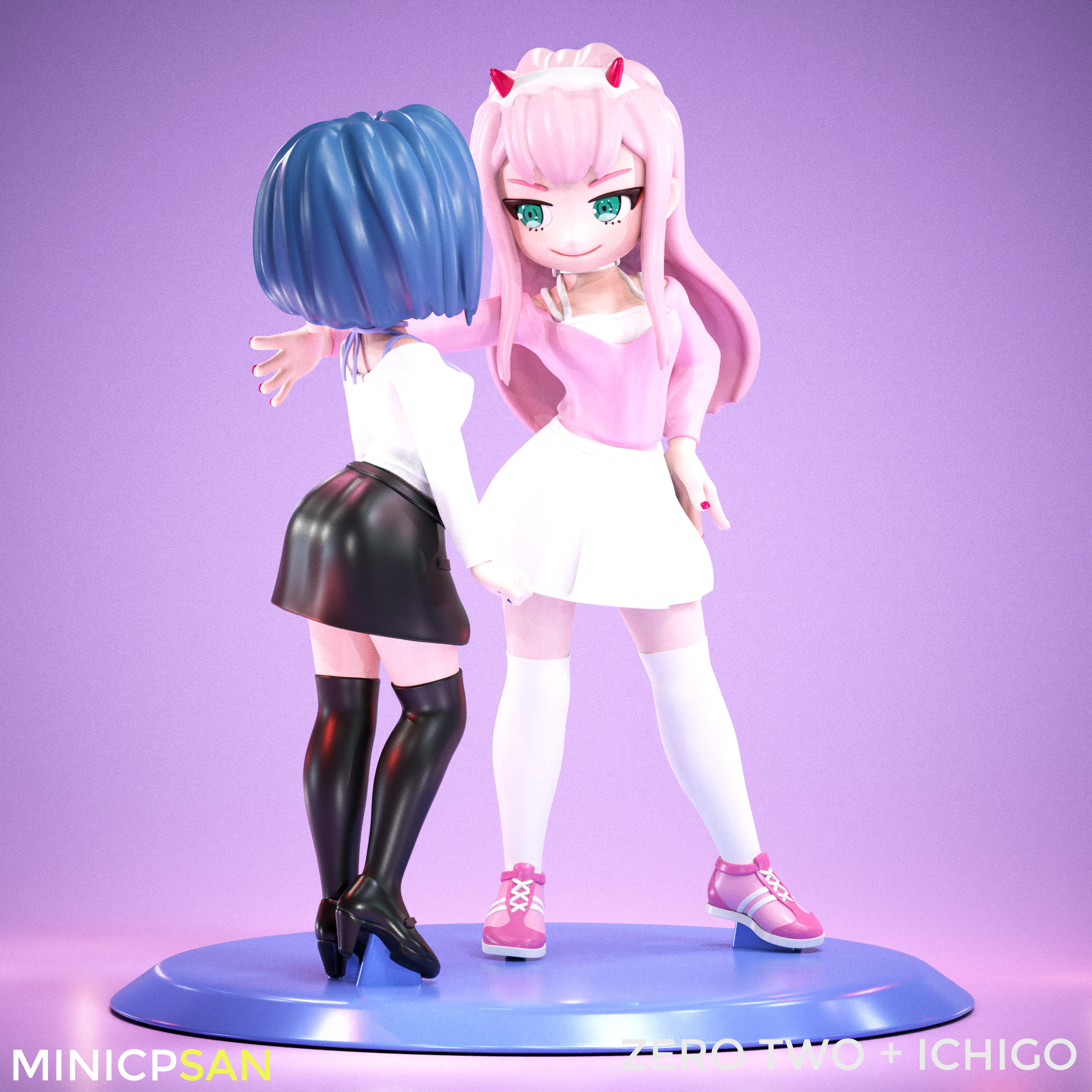 Zero Two and Ichigo - Cute Standoff - Darling in the Franxx 3D print model_6