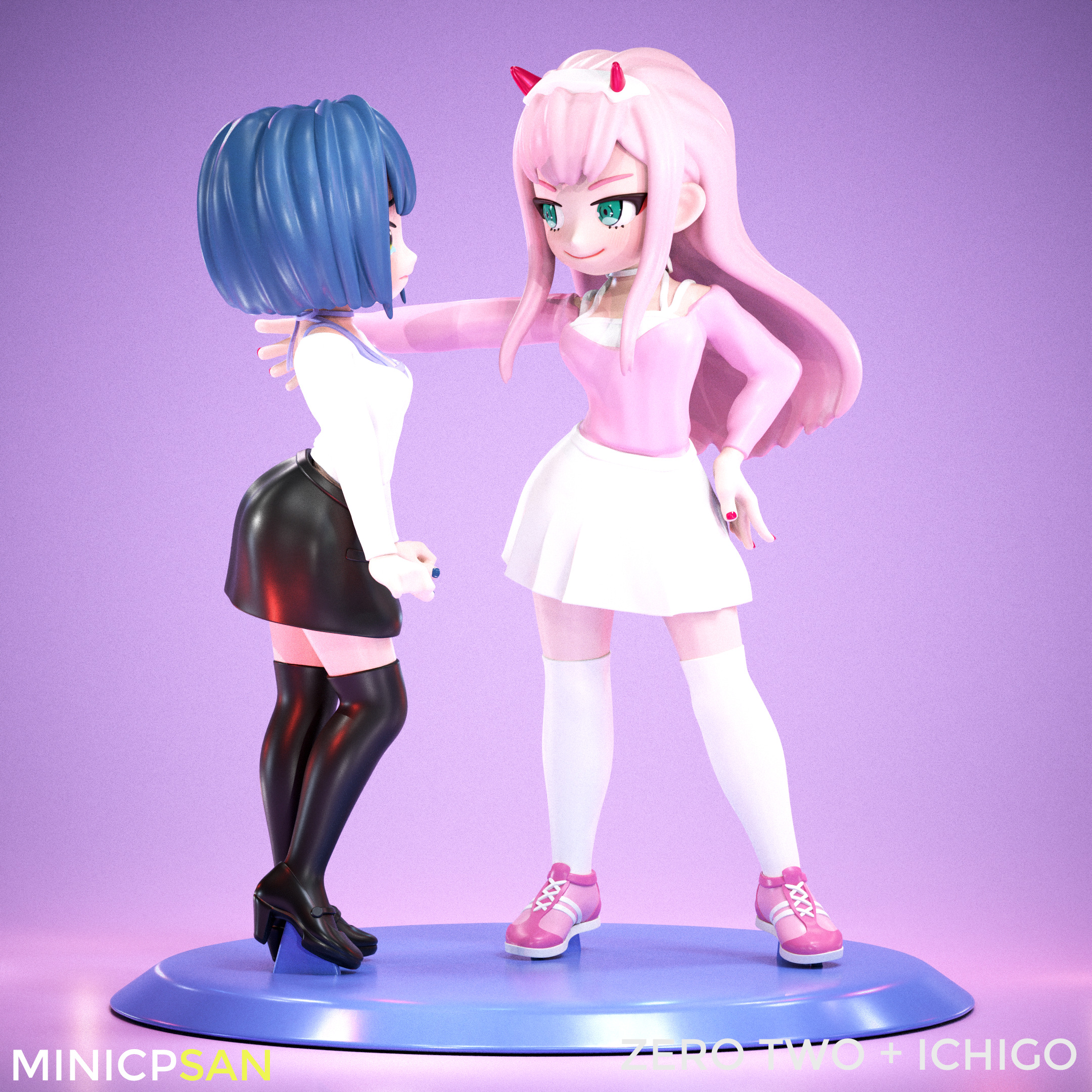 Zero Two and Ichigo - Cute Standoff - Darling in the Franxx 3D print model_7