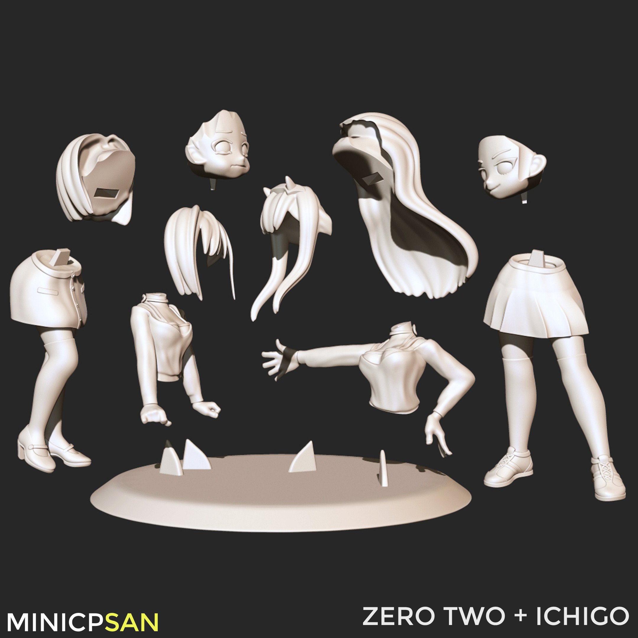 Zero Two and Ichigo - Cute Standoff - Darling in the Franxx 3D print model_12