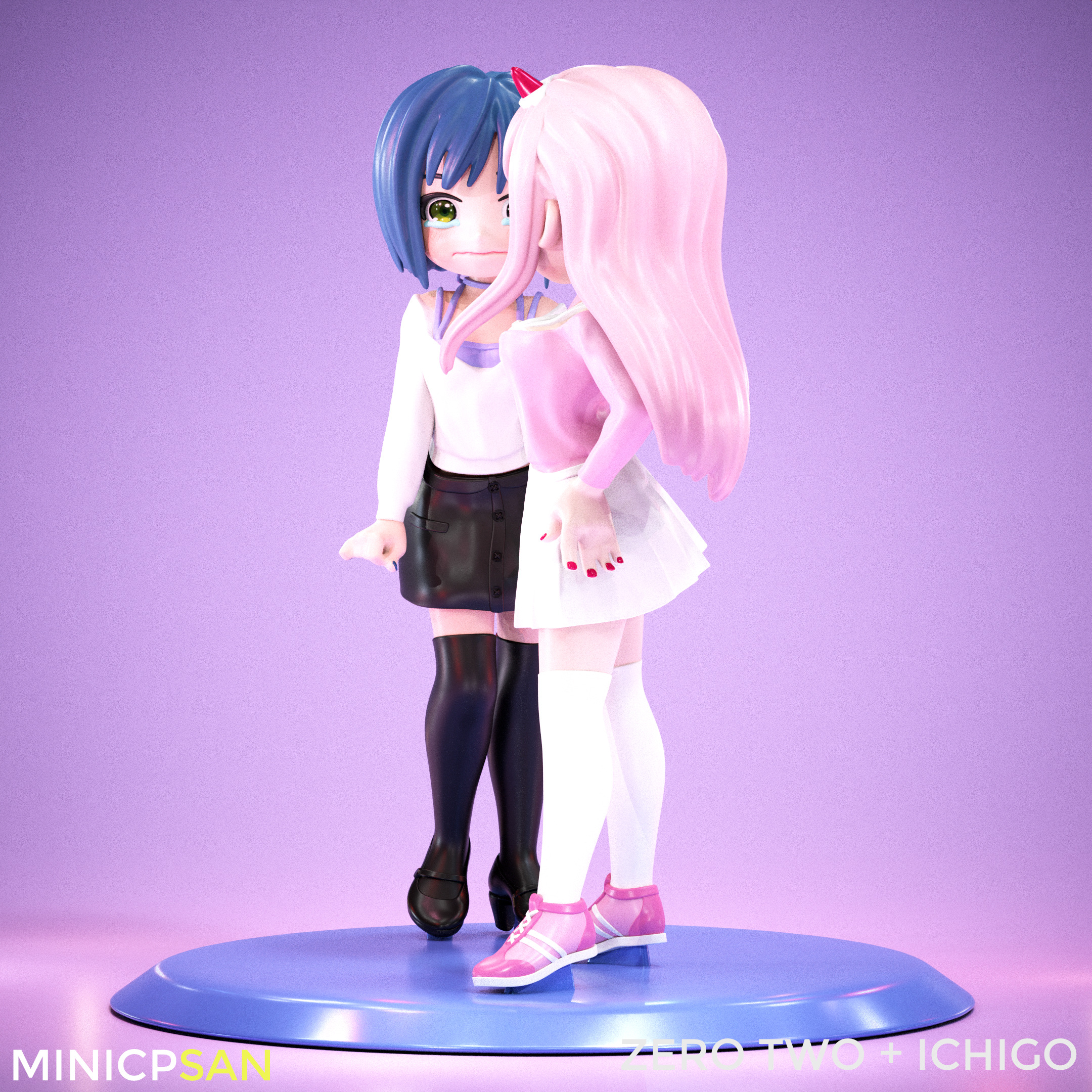 Zero Two and Ichigo - Cute Standoff - Darling in the Franxx 3D print model_2